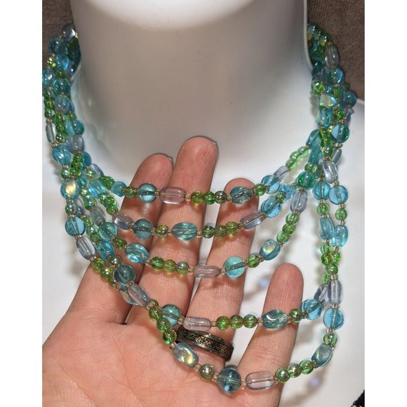 Givenchy Blue Green Glass Mermaid Necklace - Picture 6 of 6